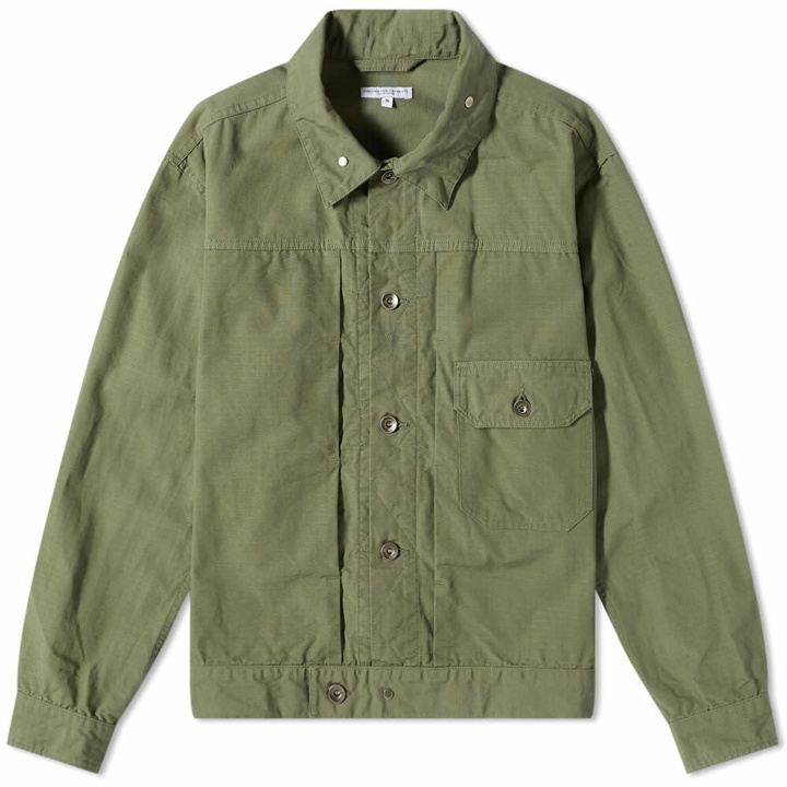 Photo: Engineered Garments Men's Trucker Jacket in Olive