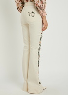 Alice + Olivia Beautiful Floral-embroidered Flared-leg Jeans White