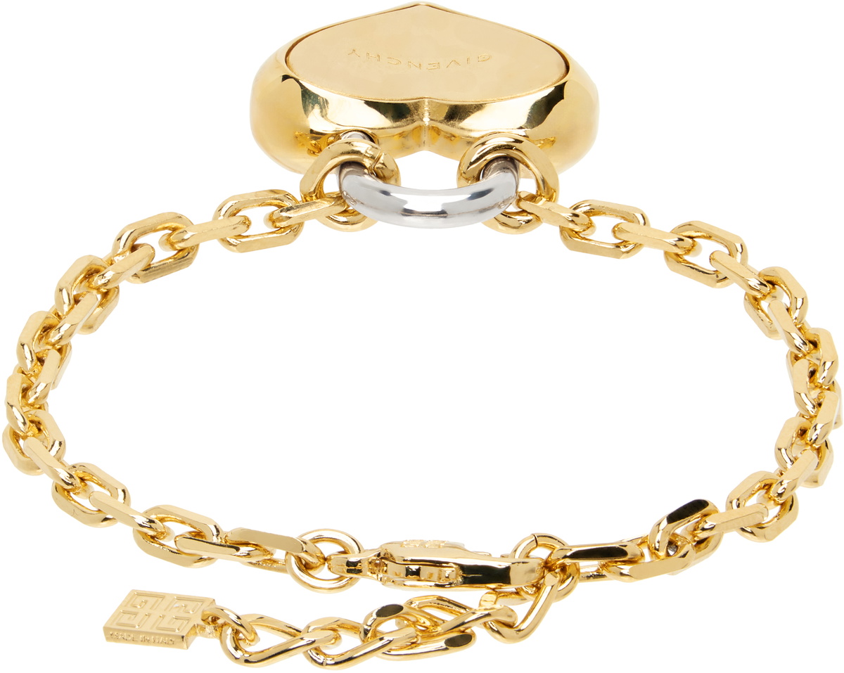 Givenchy Gold & Silver Heart Lock Bracelet