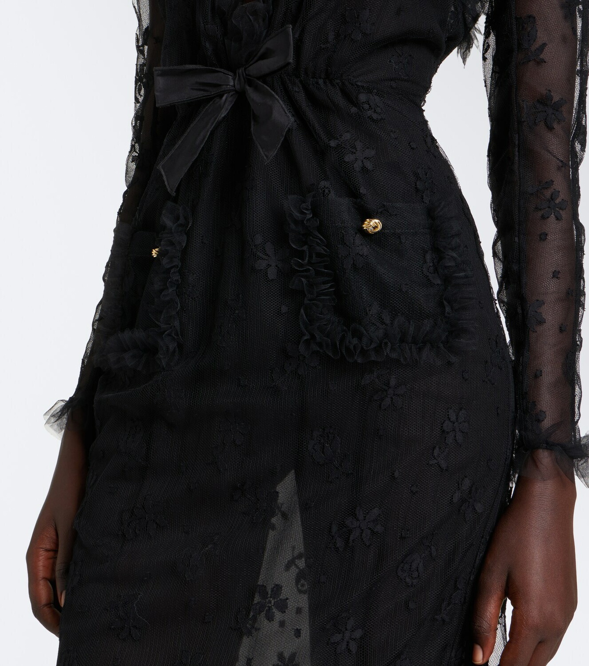 Alessandra Rich Bow-detail lace maxi dress