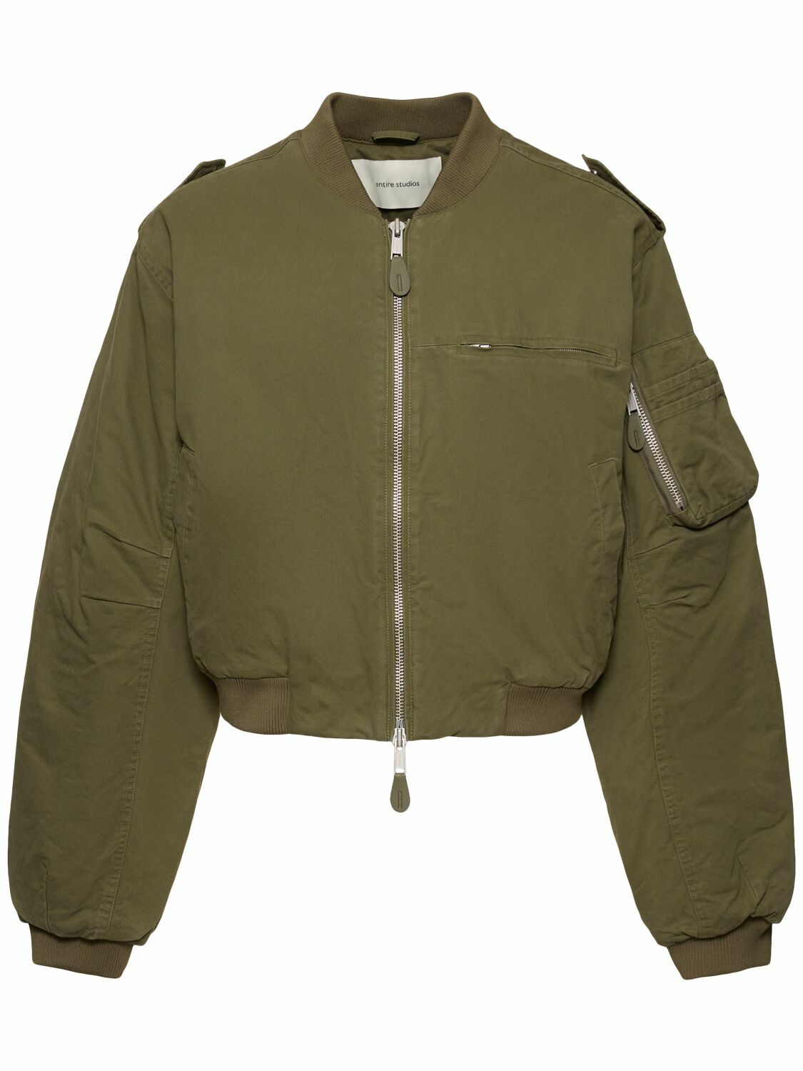 NO/FAITH STUDIOS Beige Cargo Denim Bomber Jacket NO/FAITH STUDIOS Beige Cargo Denim Bomber Jacket