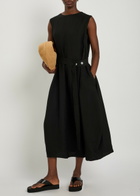 Studio Nicholson Belted Woven Midi Dress Black