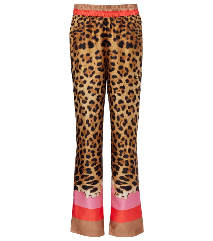 Photo: Roberto Cavalli Leopard-print silk straight pants