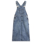 Dickies Women's Bib Overall Midi Dress in Rinsed Blue