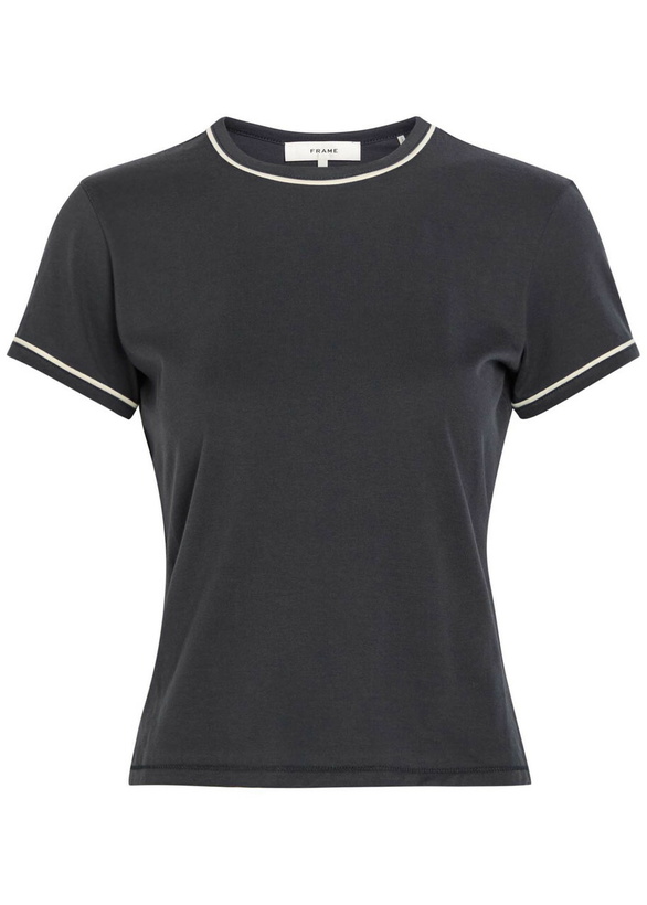 Photo: Frame The Ringer Pipe-trim Cotton T-shirt Navy