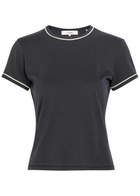 Frame The Ringer Pipe-trim Cotton T-shirt Navy