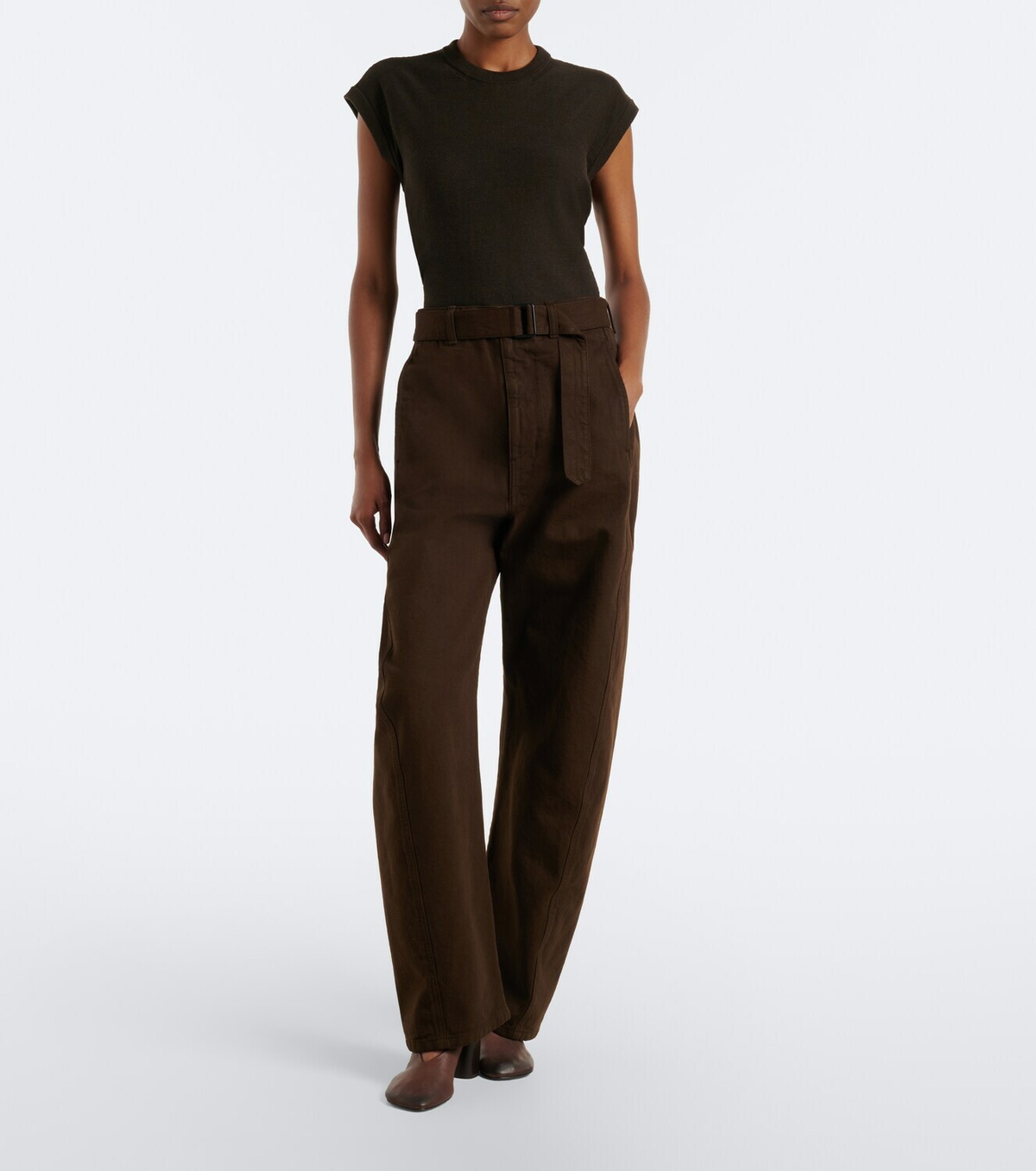 Lemaire Twisted belted barrel-leg jeans