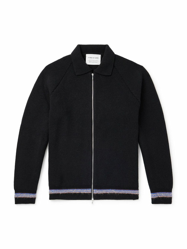 Photo: A Kind Of Guise - Zaya Ribbed Merino Wool Zip-Up Sweater - Black