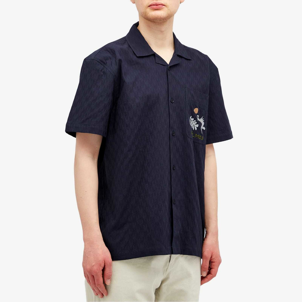 Palmes Men's Garden Short Sleeve Shirt in Dark Blue