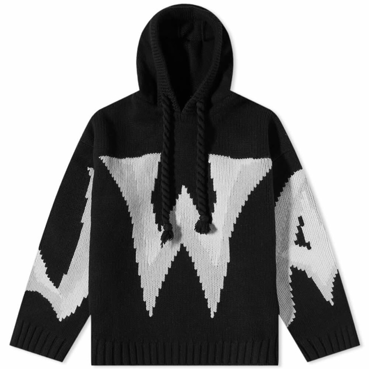 Photo: JW Anderson Men's Gothic Logo Chunky Hoody in Black/Off White