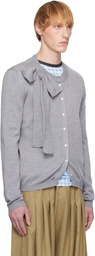 ANDREJ GRONAU Gray Bow Collar Cardigan