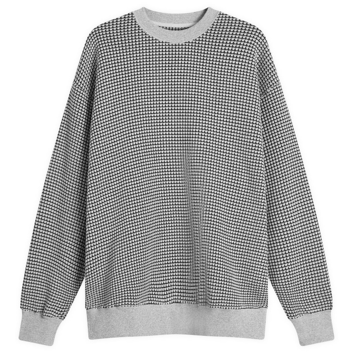 Photo: BEAMS Men's Double Heavy Waffle Sweatshirt in Grey