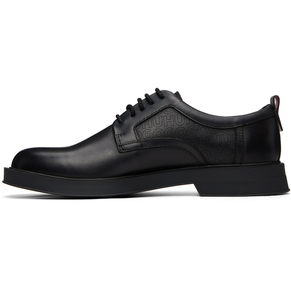 Hugo Black Perforated Monograms Leather Derbys