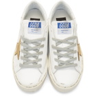 Golden Goose White and Gold Hi Star Sneakers