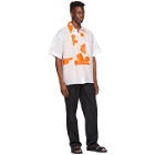 Botter White and Orange Cotton Grandpa Floral Shirt