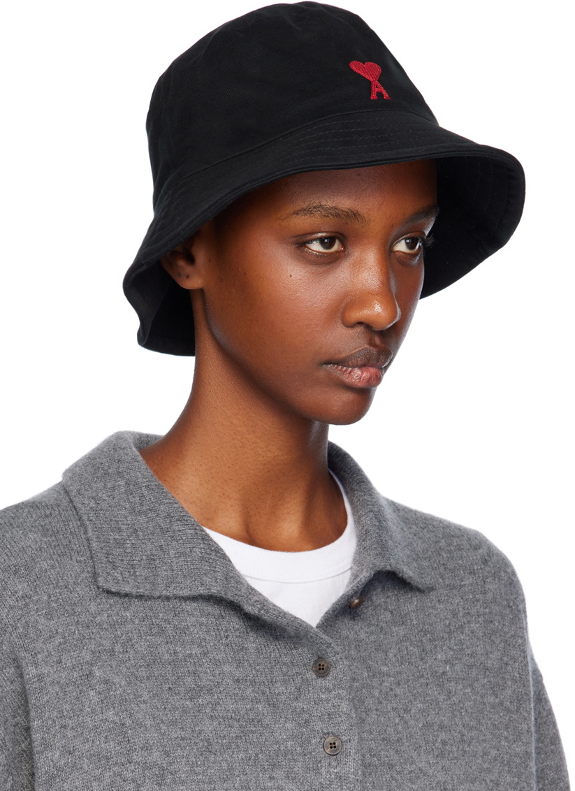 AMI Paris Black Ami De Coeur Bucket Hat AMI