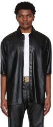 LU'U DAN SSENSE Exclusive Black Faux-Leather Snake 90's Short Sleeve Shirt