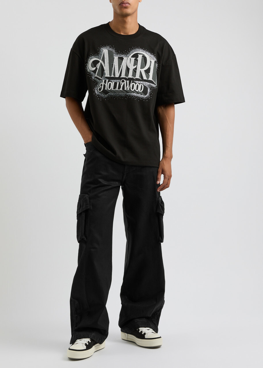 Amiri M65 Coated Wide-leg Cargo Jeans Black Amiri