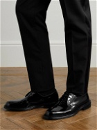 Mr P. - Grosgrain-Trimmed Patent-Leather Derby Shoes - Black