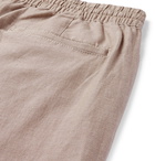 Club Monaco - Tapered Stretch Cotton and Linen-Blend Drawstring Trousers - Neutrals