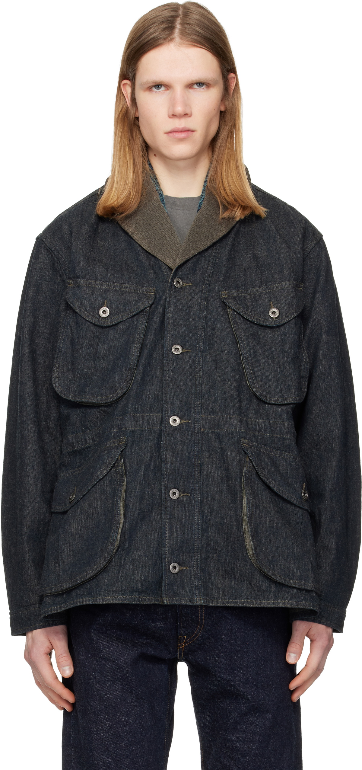 RRL Navy Cotton-Linen Denim Field Jacket RRL