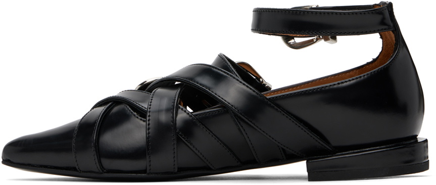 Toga Pulla SSENSE Exclusive Black Cross Strap Ballerina Flats Toga
