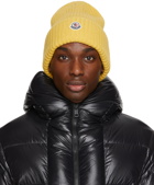Moncler Yellow Wool & Cashmere Ribbed Logo Beanie