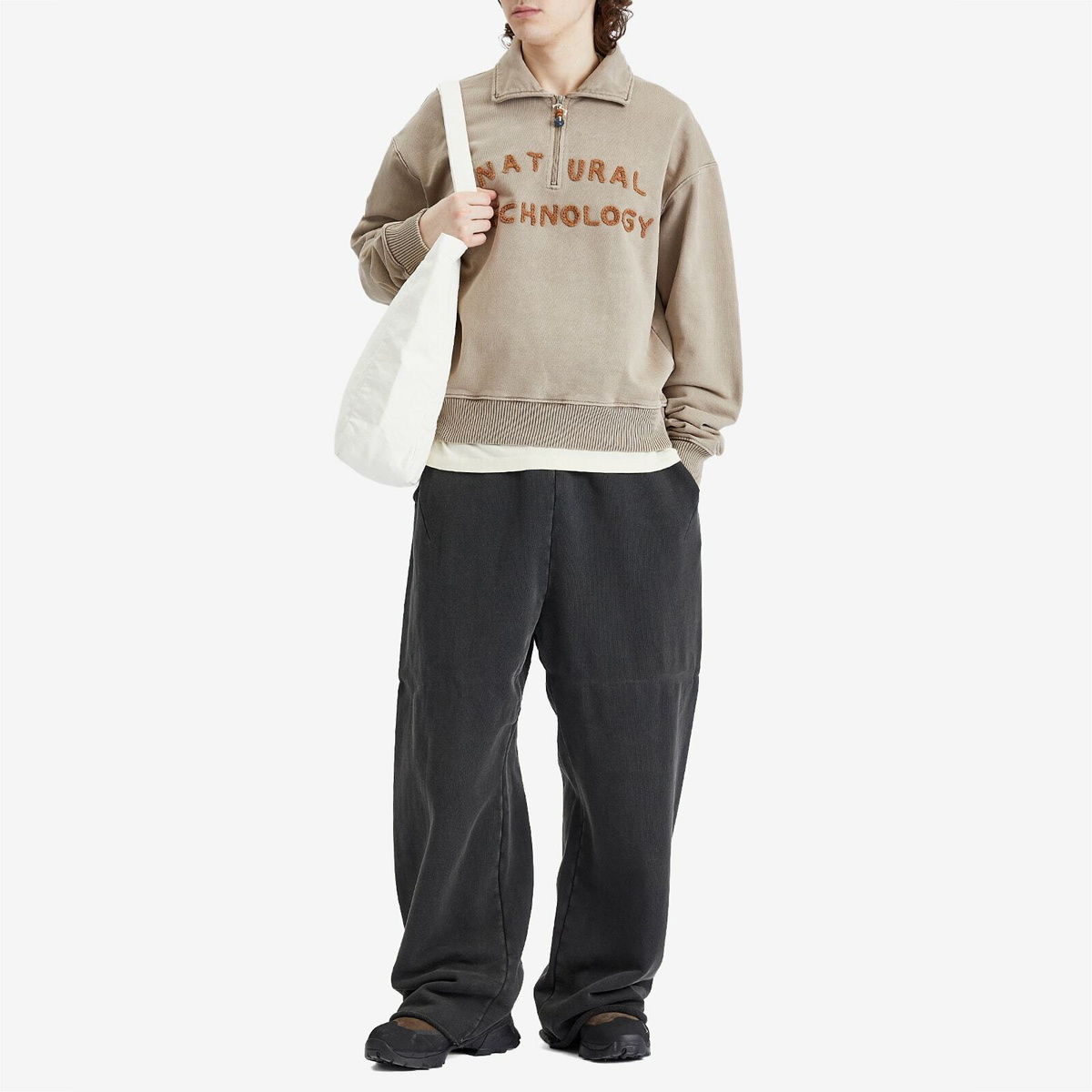 Story mfg. Men's Geo Quarter Zip Pullover Sweat in Oak Story Mfg.
