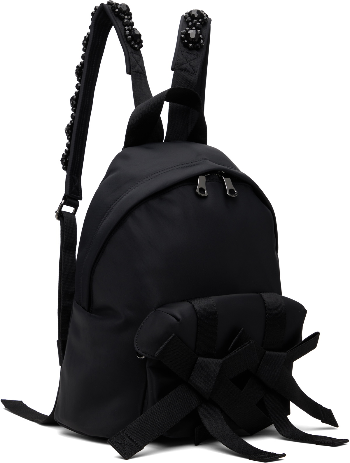 Simone Rocha Black Beaded Utility Bow Backpack