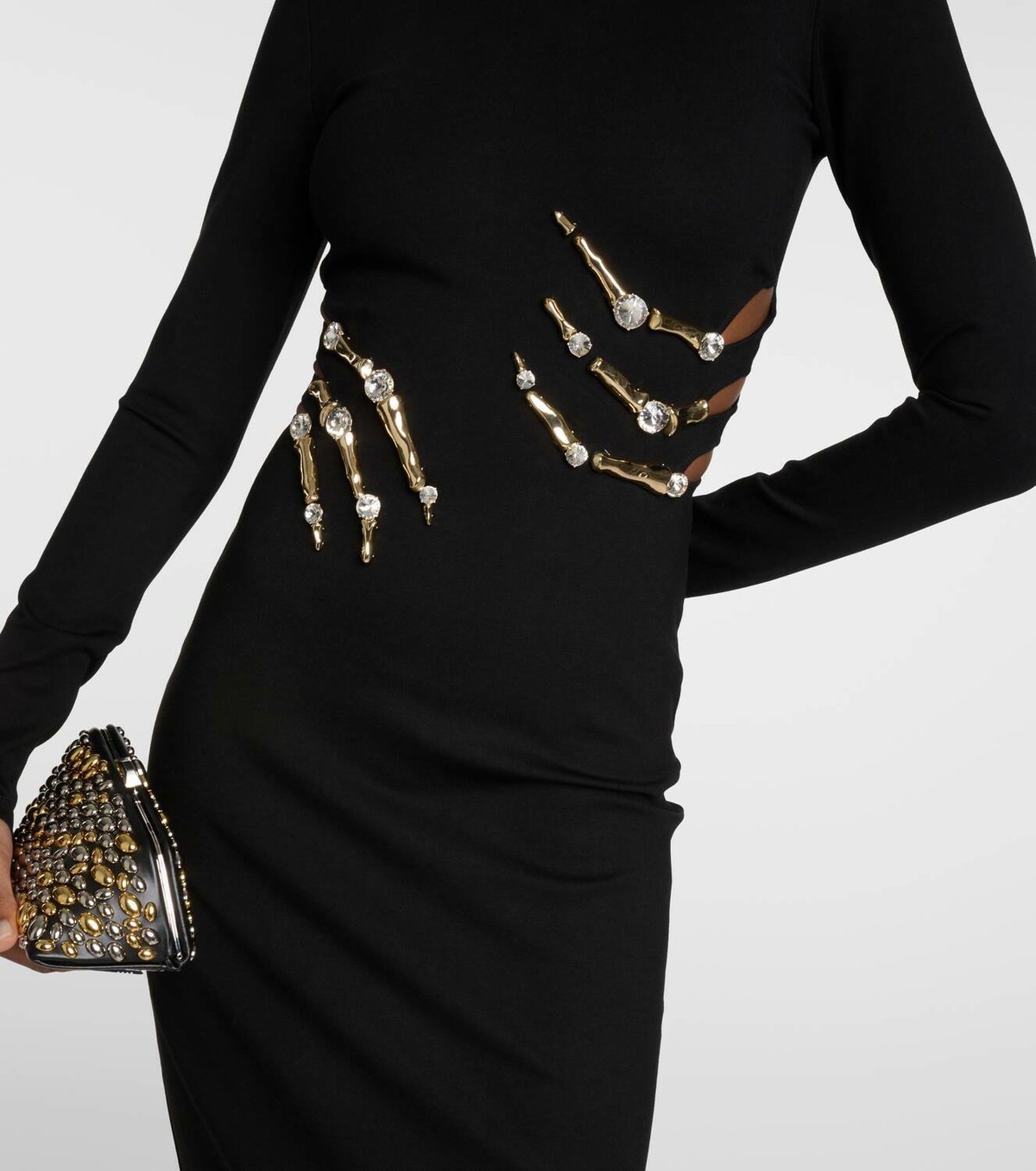 Area Claw embellished jersey midi dress