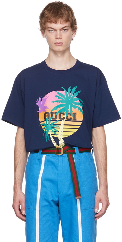 Photo: Gucci Navy Printed T-Shirt