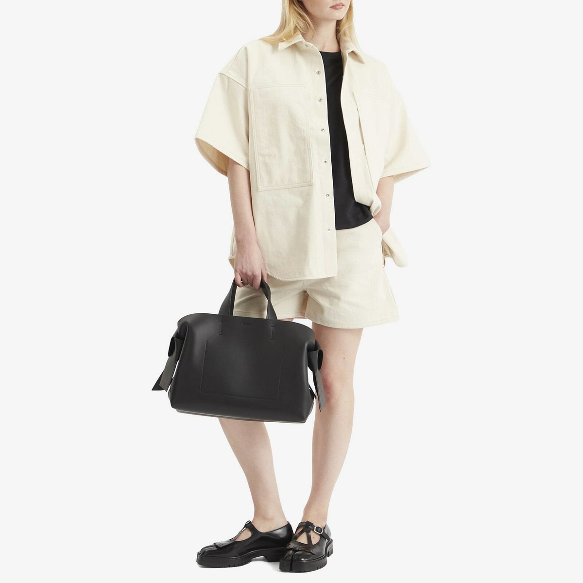 Jil Sander+ Women's Oversized Denim Short Sleeve Shirt in Natural