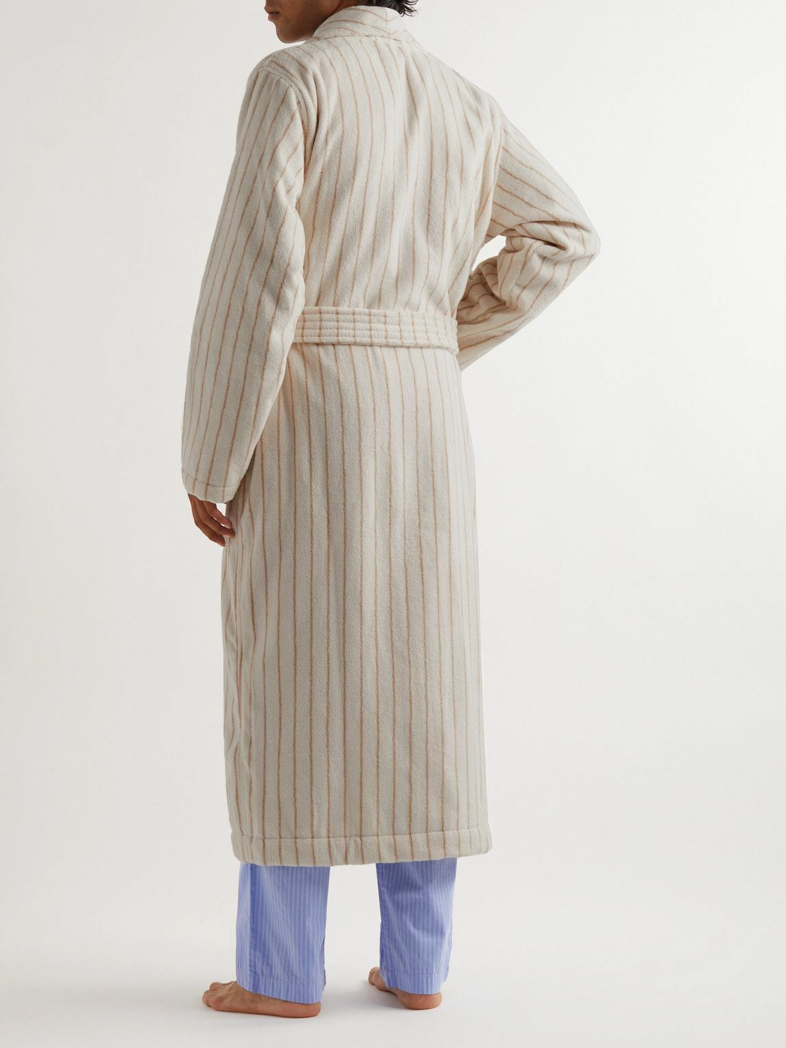 TEKLA - Striped Organic Cotton-Terry Robe - Brown Tekla Fabrics