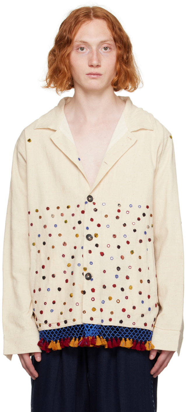 Karu Research Beige Fringed Jacket