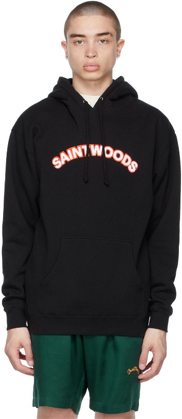 Photo: Saintwoods Black Chenille Logo Hoodie
