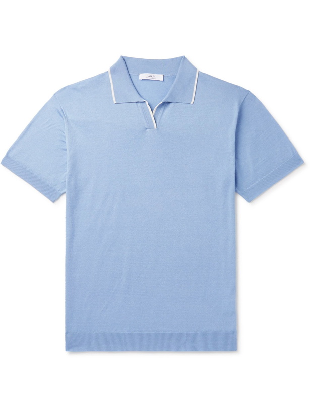 Photo: MR P. - Contrast-Tipped Cotton Golf Polo Shirt - Blue - XL