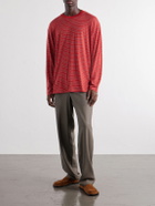 Auralee - Striped Wool-Jersey T-Shirt - Red