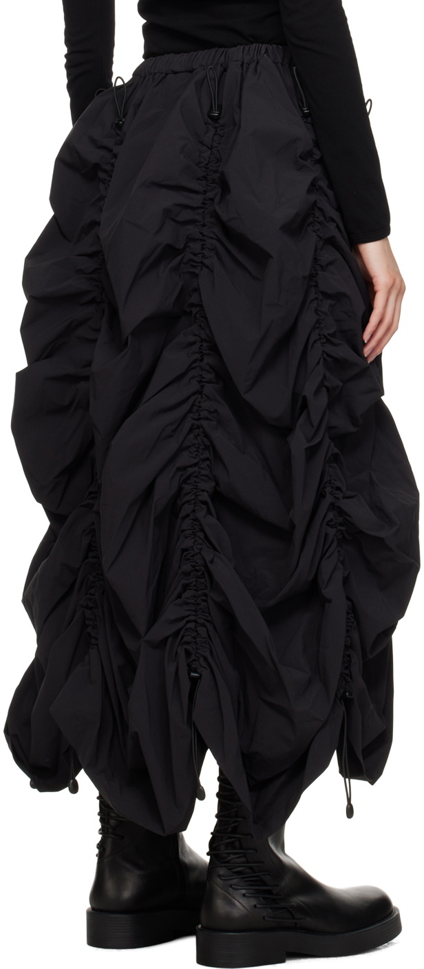 Junya Watanabe Black Gathered Midi Skirt Junya Watanabe