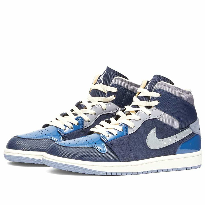 Photo: Air Jordan Men's 1 Mid Se Craft Sneakers in Obsidian/White/French Blue