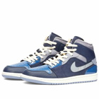 Air Jordan Men's 1 Mid Se Craft Sneakers in Obsidian/White/French Blue