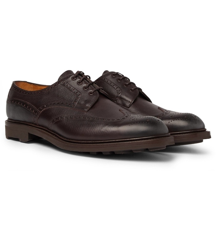 Photo: Edward Green - Borrowdale Textured-Leather Wing-Tip Brogues - Brown