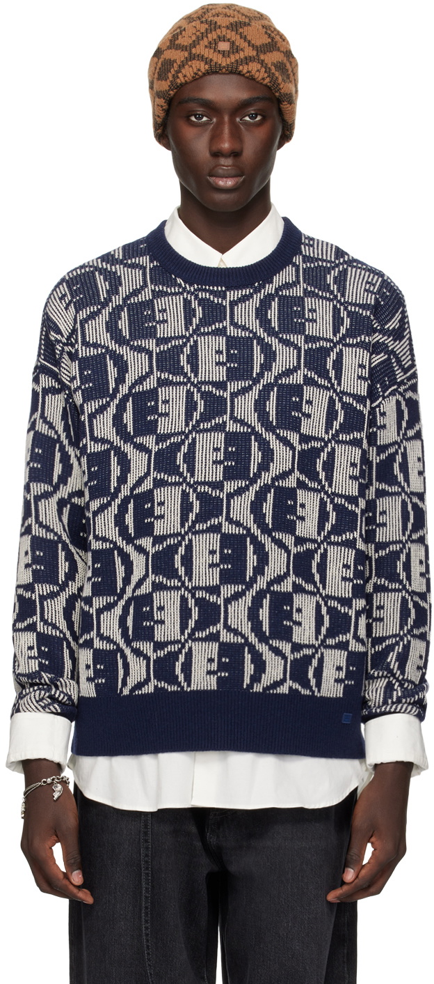 Acne Studios Navy Jacquard Sweater Acne Studios