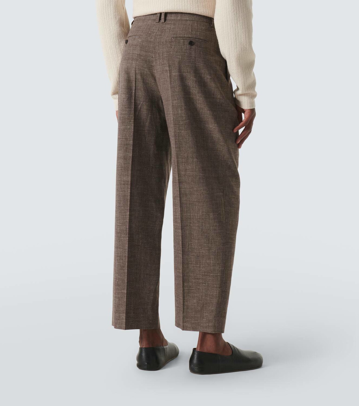 The Row Silas silk, linen, and wool straight pants