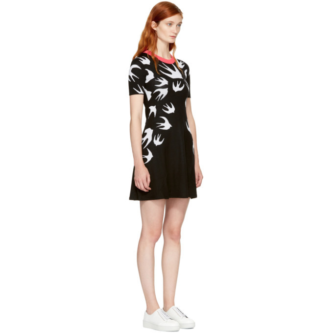McQ Alexander McQueen Black Swallow Skater Dress McQ Alexander McQueen