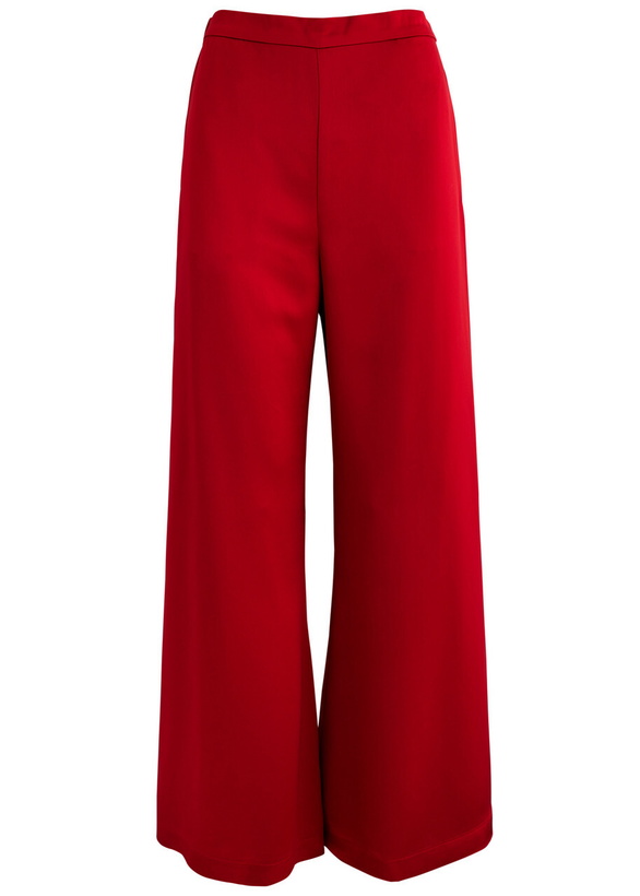 Photo: BY Malene Birger Lucee Flared-leg Satin Trousers Red