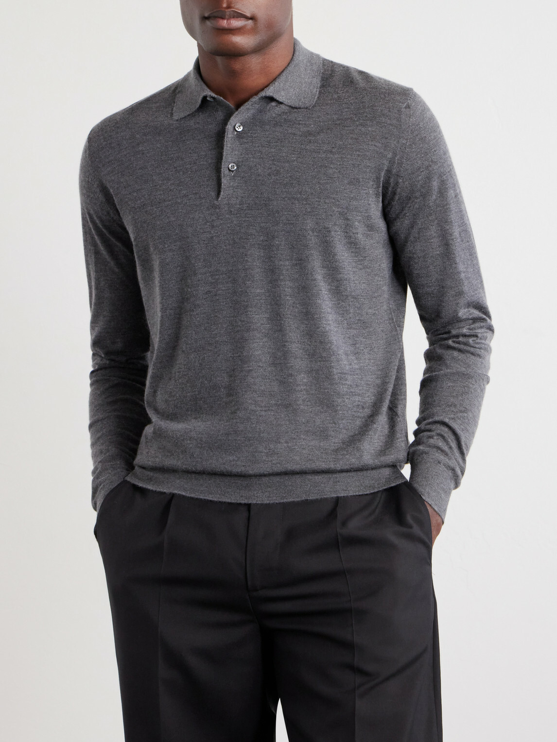 FEDELI - Sportman Cashmere and Silk-Blend Polo Shirt - Gray