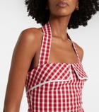 Posse Ebony gingham lace-trimmed cotton-blend midi dress