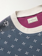 KAPITAL - Bandana-Print Cotton-Jersey and Quilted Shell Sweatshirt - Blue