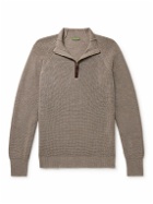 Sid Mashburn - Slim-Fit Suede-Trimmed Merino Wool Half-Zip Sweater - Neutrals