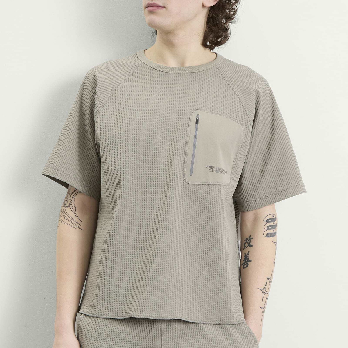 Purple Mountain Observatory Men's Waffle T-Shirt in Concrete